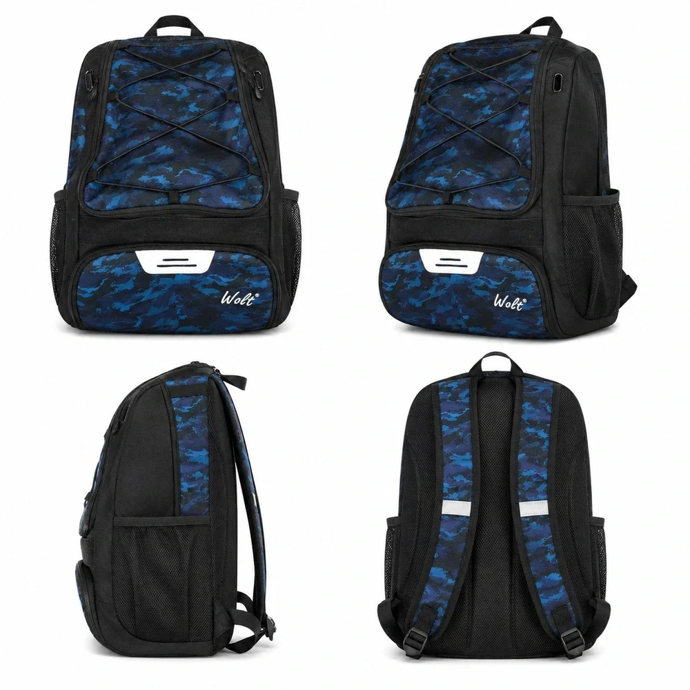 Wolt Backpack Unisex Large Blue Camo Good Condition Tactical Sporty Gym Bag